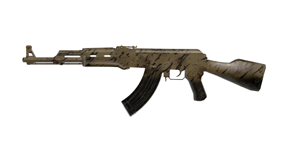 Anaconda camo on an AK-47, side view