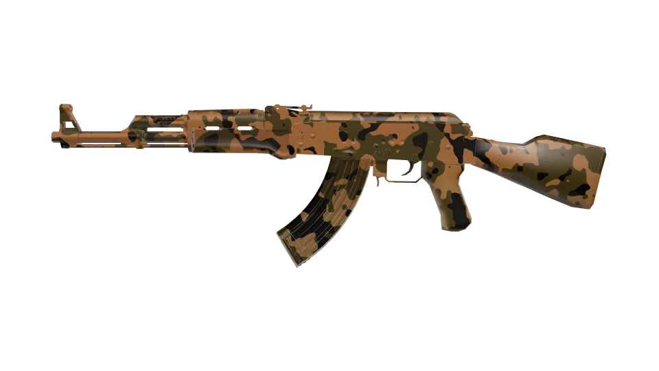 Backcountry camo on an AK-47, side view