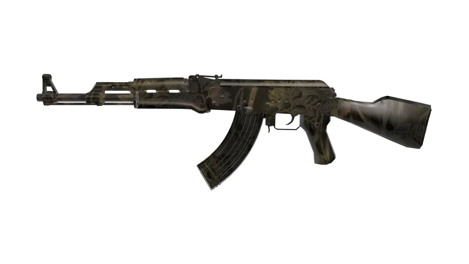 Base J 08 camo on an AK-47, side view