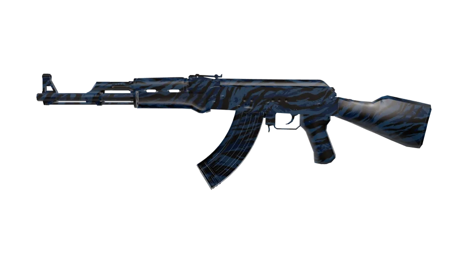 Blue Tiger camo on an AK-47, side view