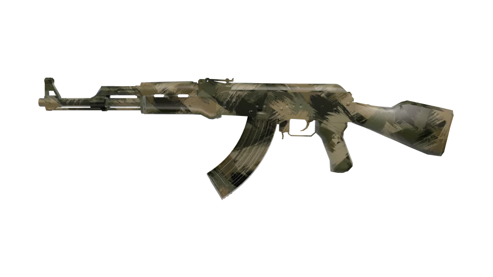 Brushstroke camo on an AK-47, side view