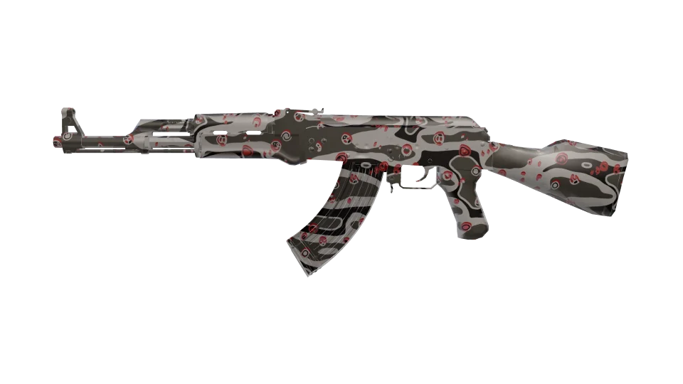 Carbonated camo on an AK-47, side view