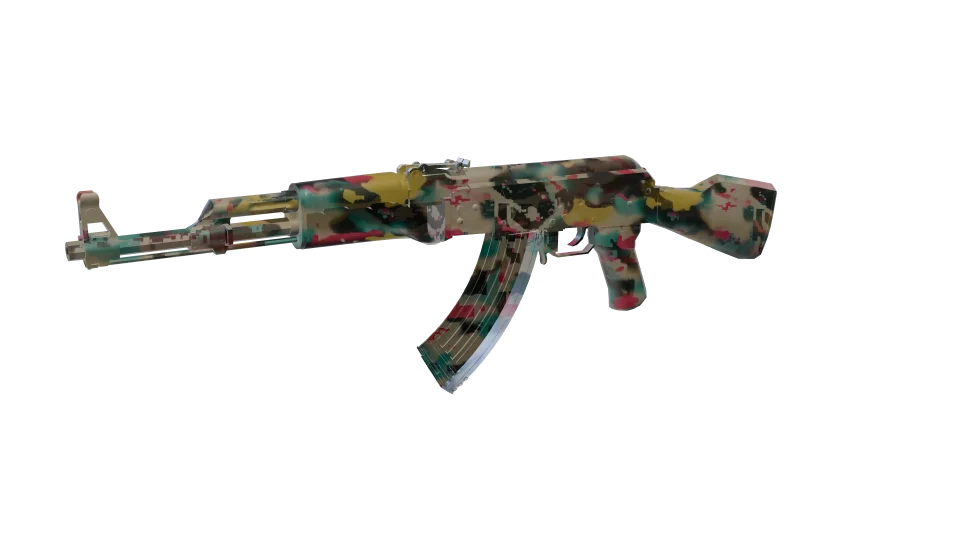 Chemical Remix camo on an AK-47, front three-quarter view