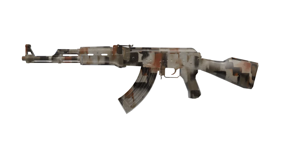 Corrupted Clay camo on an AK-47, side view