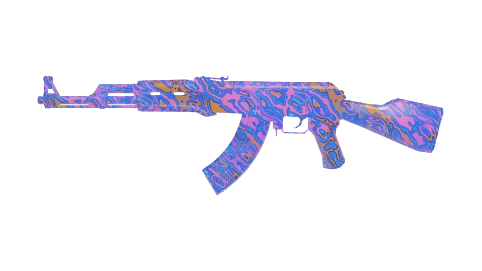 Damascus Reforged camo on an AK-47, side view