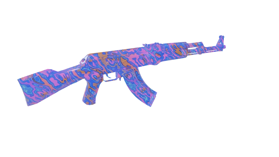 Damascus Reforged camo on an AK-47, rear three-quarter view