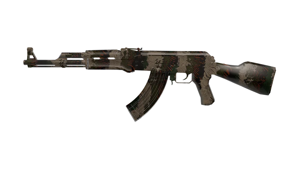 Dapple Cast camo on an AK-47, side view