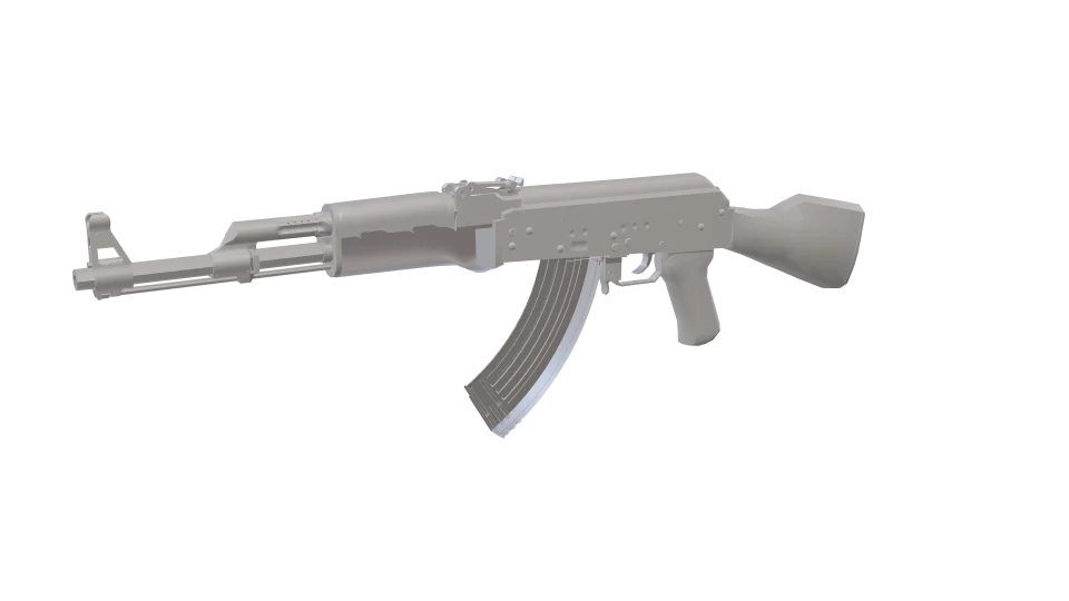 Dark Tan camo on an AK-47, front three-quarter view