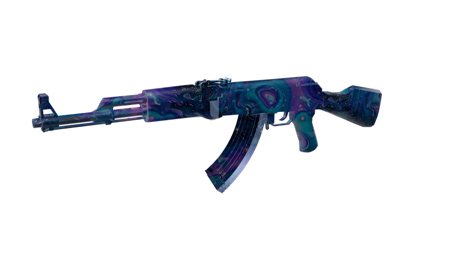 Deep Space camo on an AK-47, front three-quarter view