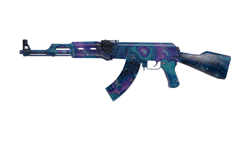 Deep Space camo on an AK-47, side view