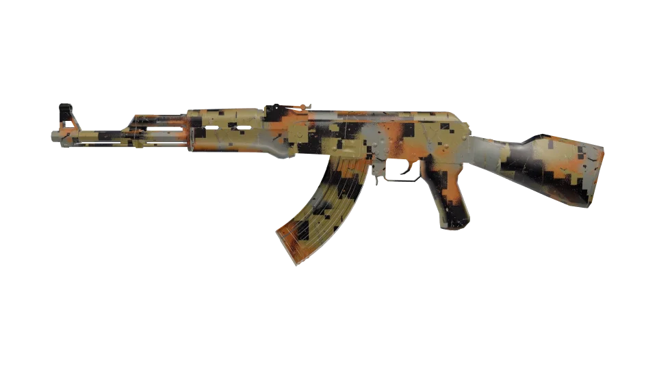 Digital Fall camo on an AK-47, side view