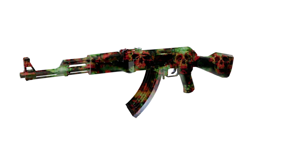 Dread Plague camo on an AK-47, front three-quarter view