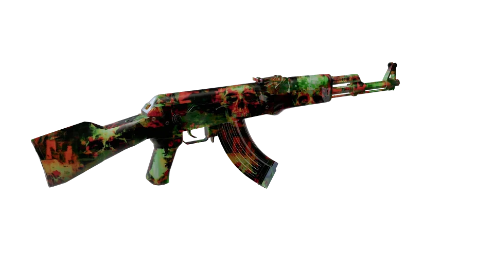 Dread Plague camo on an AK-47, rear three-quarter view