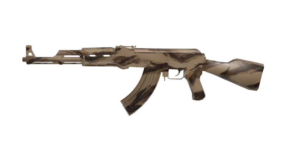 Dune Sea camo on an AK-47, side view