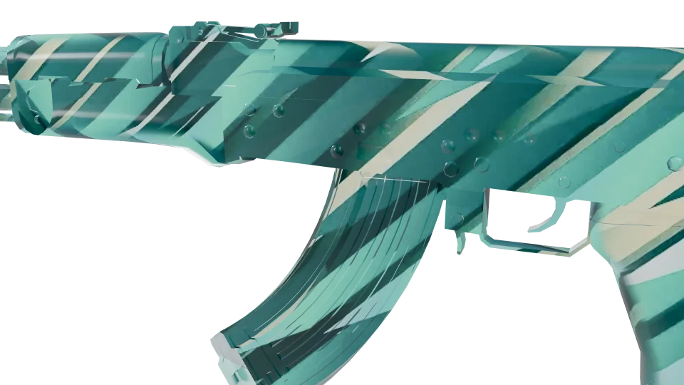 Empyros camo on an AK-47, close-up of the receiver and magazine
