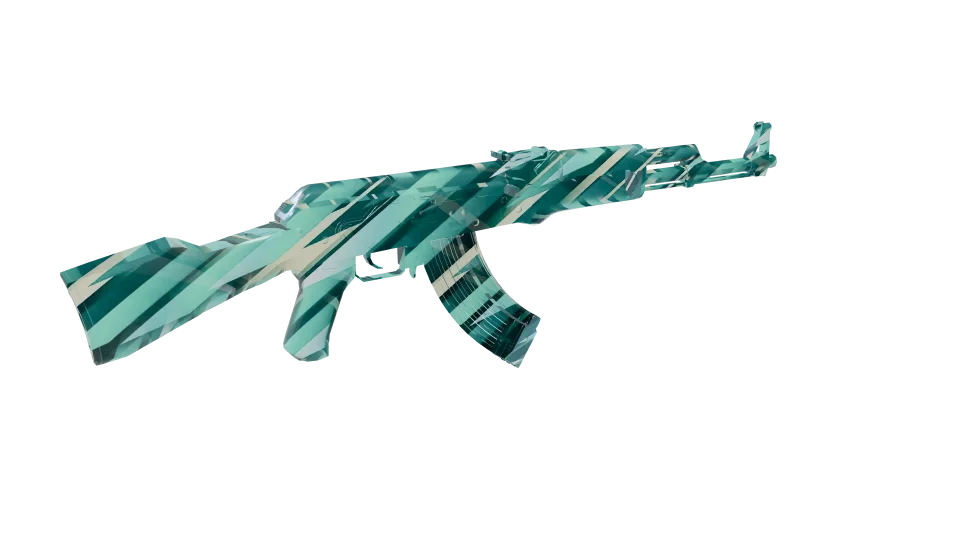 Empyros camo on an AK-47, rear three-quarter view