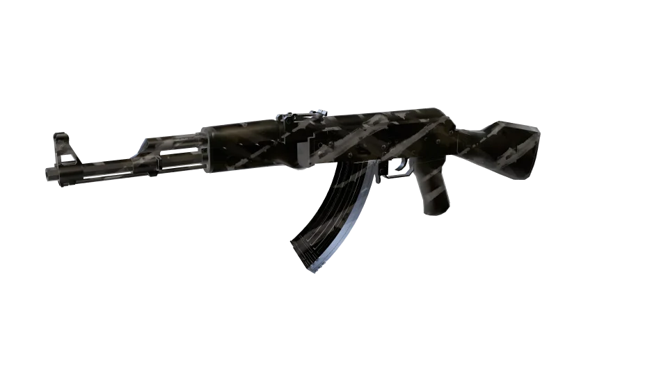 Faction Nk 02 camo on an AK-47, front three-quarter view