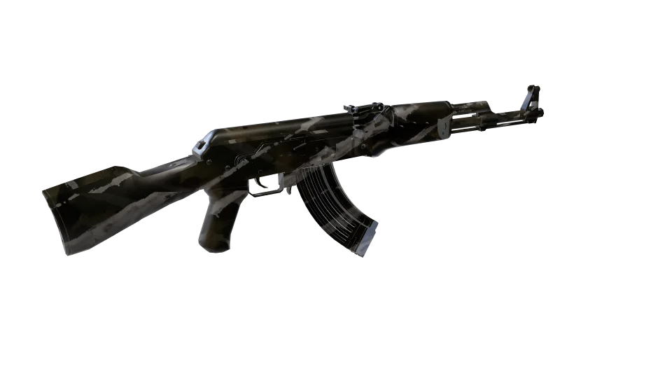 Faction Nk 02 camo on an AK-47, rear three-quarter view