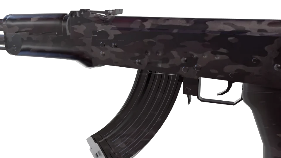Faction Nk 03 camo on an AK-47, close-up of the receiver and magazine