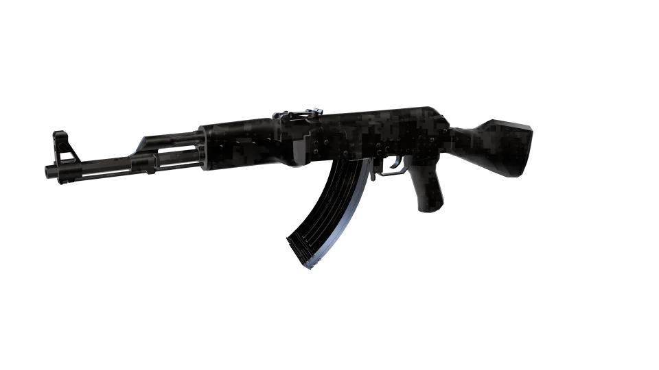 Faction Nk 04 camo on an AK-47, front three-quarter view