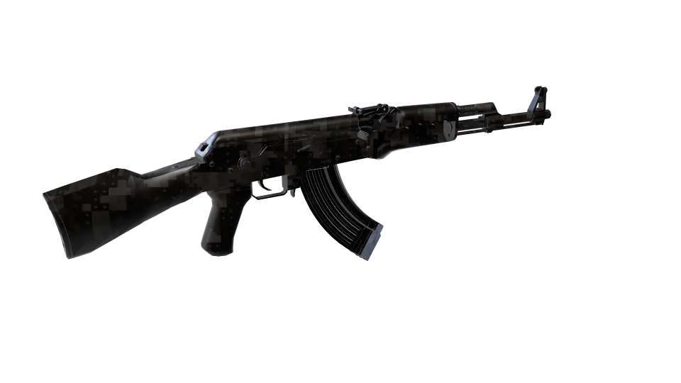 Faction Nk 04 camo on an AK-47, rear three-quarter view