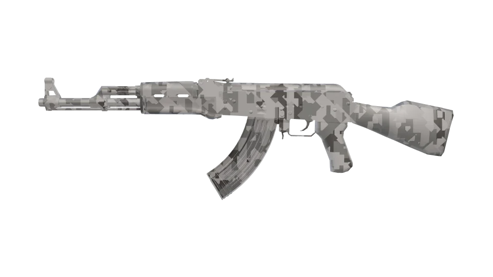 Fractal Snow camo on an AK-47, side view