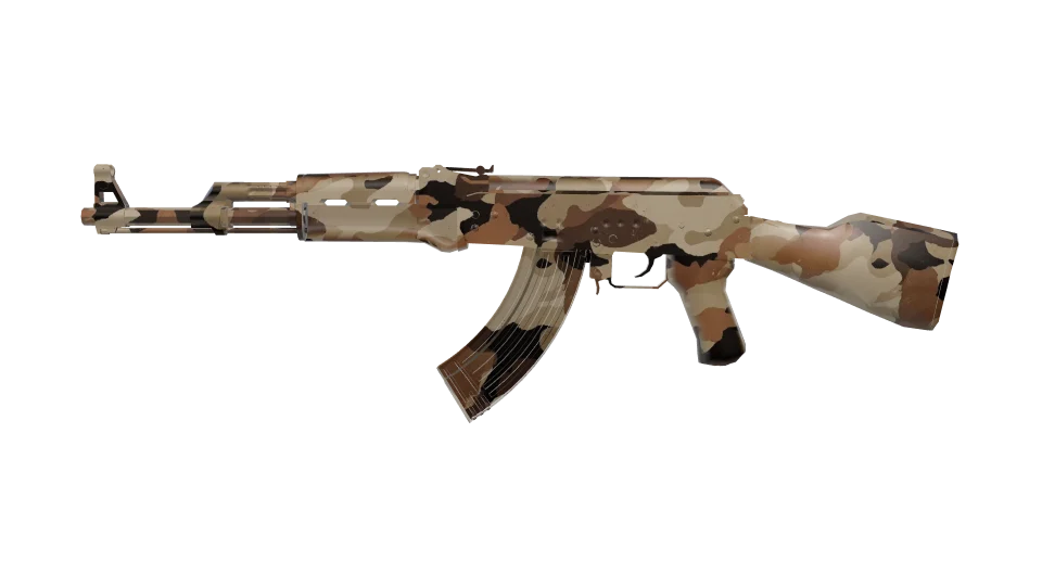 Frontier camo on an AK-47, side view