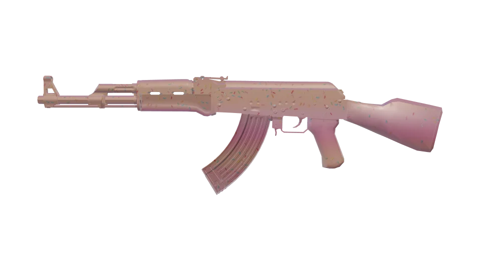 Frosted camo on an AK-47, side view