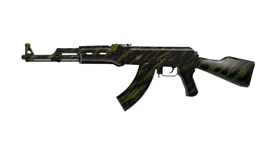 Green Tiger camo on an AK-47, side view