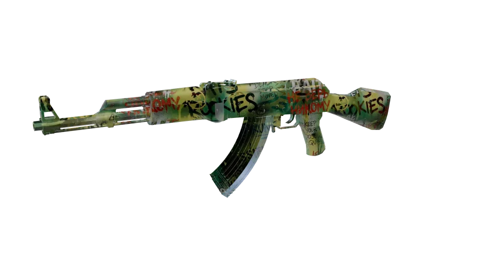 HAJIN 2 camo on an AK-47, front three-quarter view