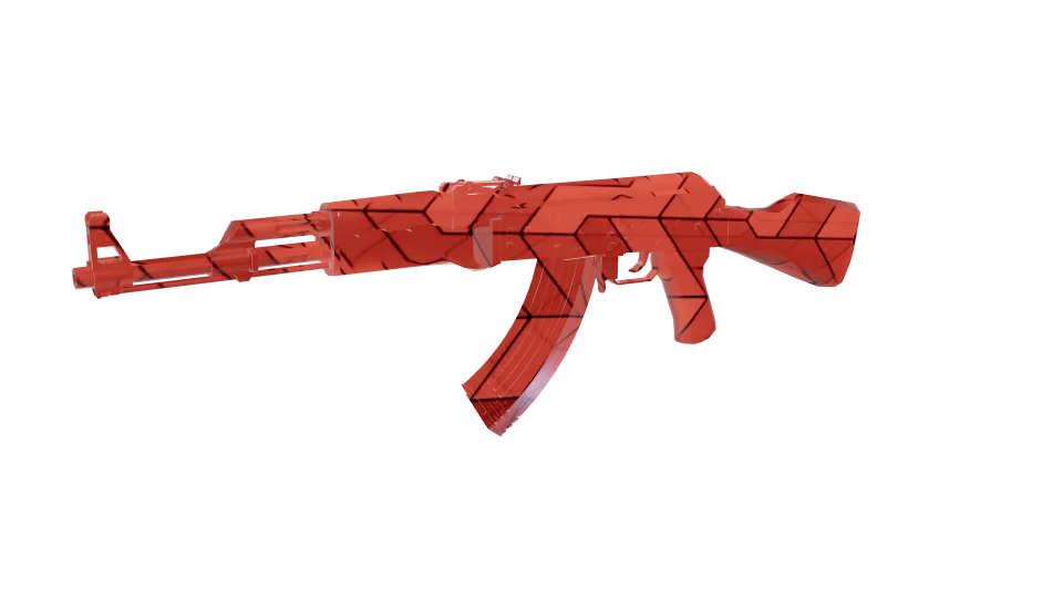 Harmonic Break camo on an AK-47, front three-quarter view