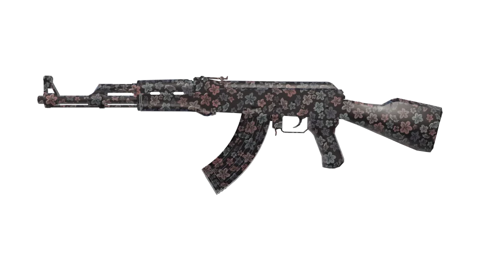 Hibiscus camo on an AK-47, side view