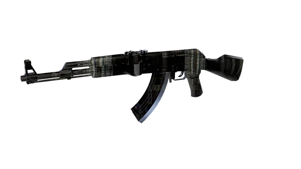 Hidden 03 camo on an AK-47, front three-quarter view