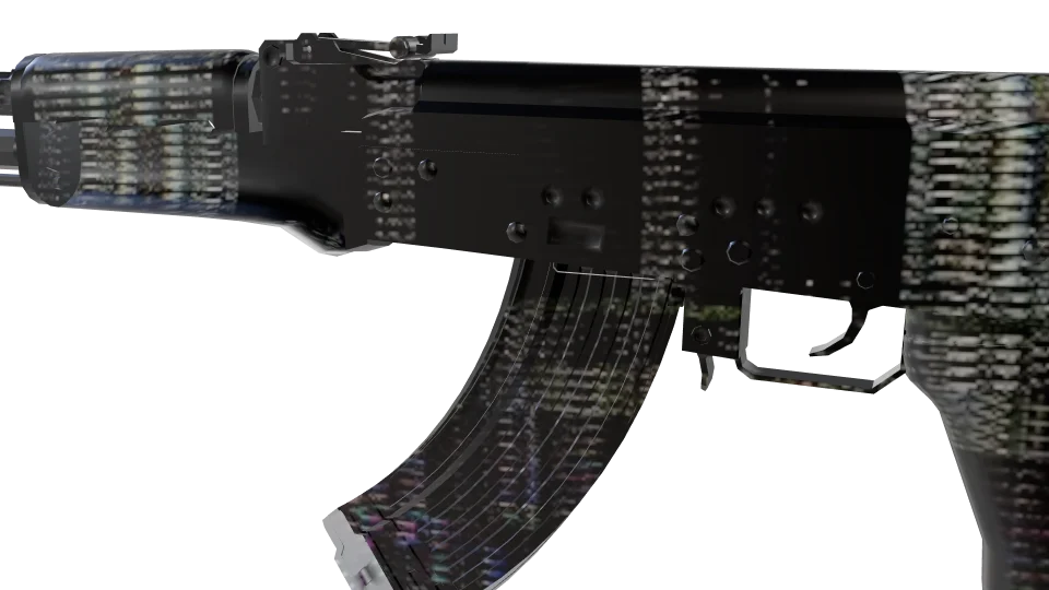 Hidden 03 camo on an AK-47, close-up of the receiver and magazine