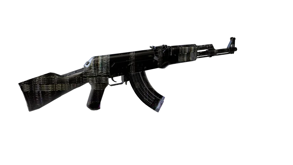 Hidden 03 camo on an AK-47, rear three-quarter view