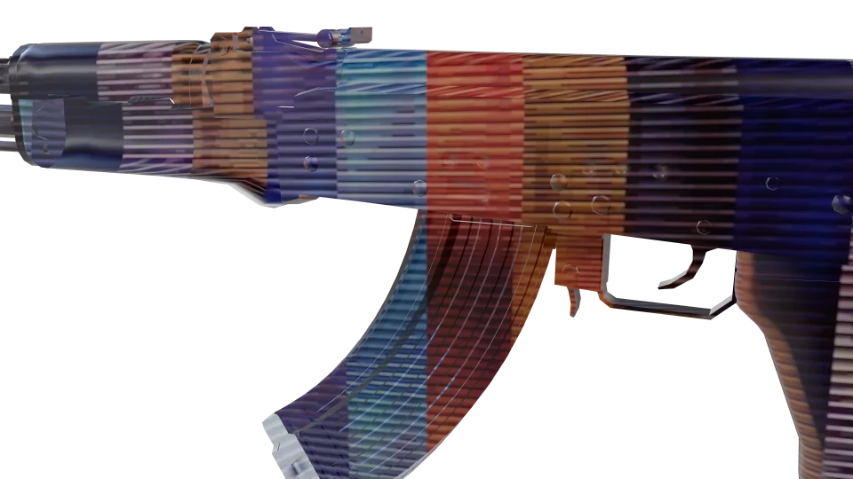 Hidden 04 camo on an AK-47, close-up of the receiver and magazine