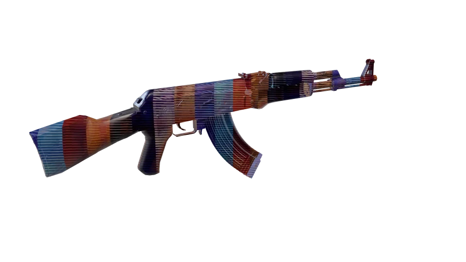 Hidden 04 camo on an AK-47, rear three-quarter view