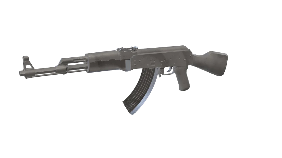 Ice Storm camo on an AK-47, front three-quarter view