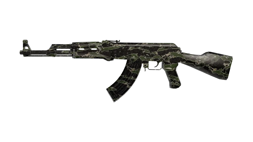 Jungle Shadow camo on an AK-47, side view