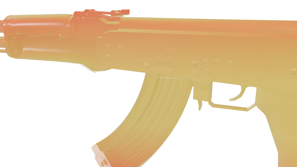 Mercurial Drift camo on an AK-47, close-up of the receiver and magazine