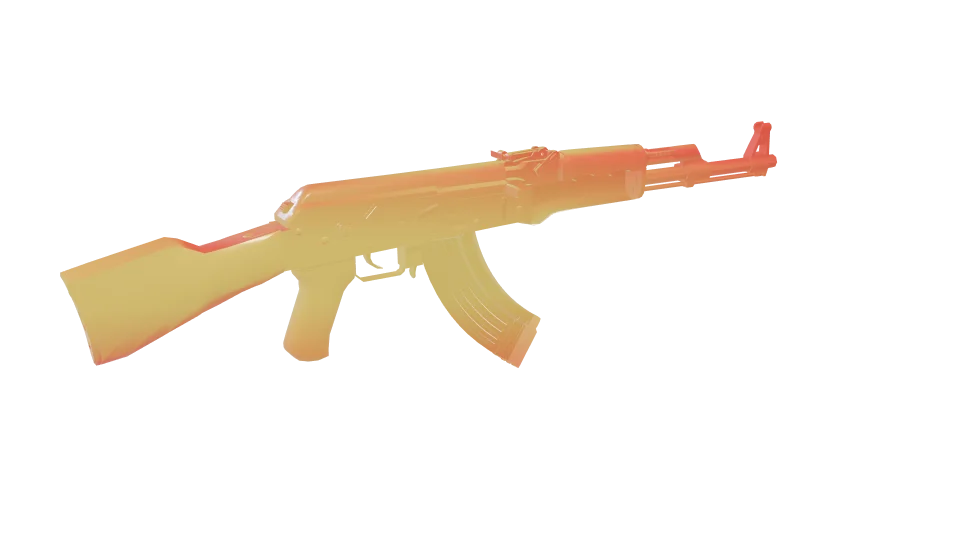 Mercurial Drift camo on an AK-47, rear three-quarter view