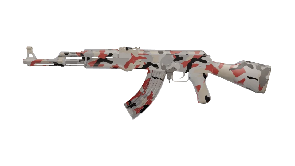 Mineral camo on an AK-47, side view