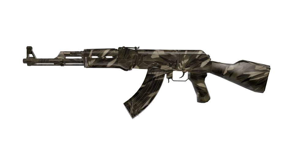 Myriad camo on an AK-47, side view