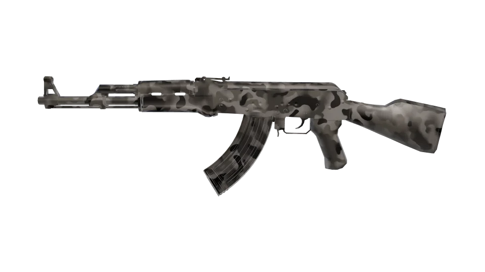 Night Snow camo on an AK-47, side view