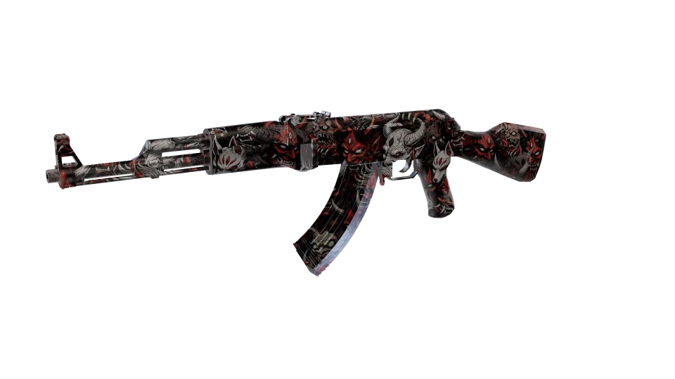 Oni camo on an AK-47, front three-quarter view