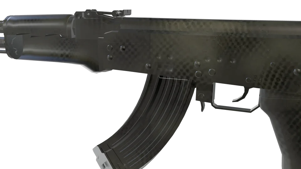 Optical Reverb camo on an AK-47, close-up of the receiver and magazine