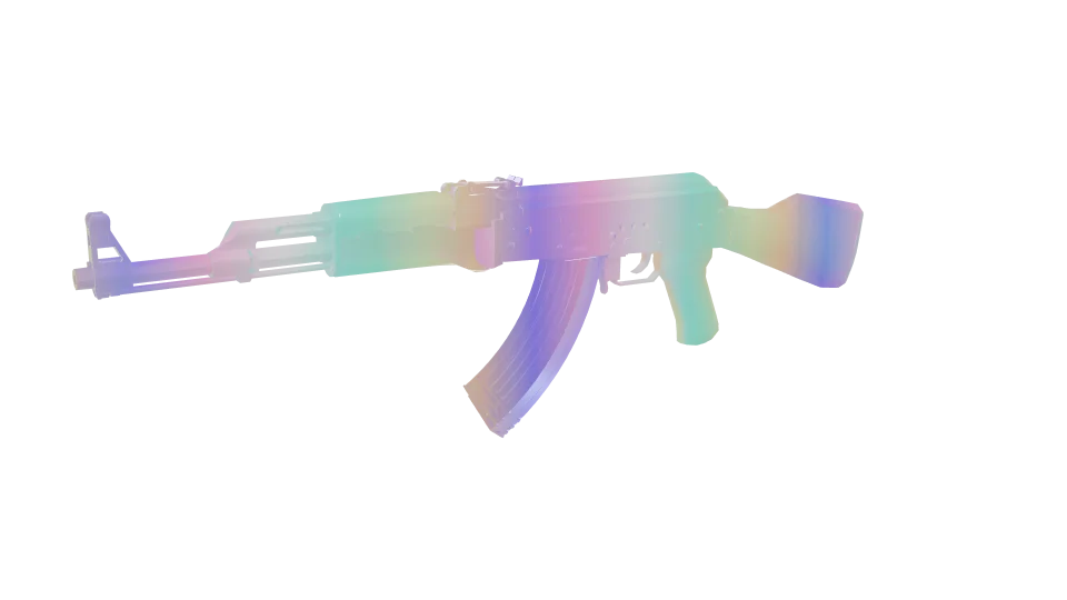 Parallax camo on an AK-47, front three-quarter view