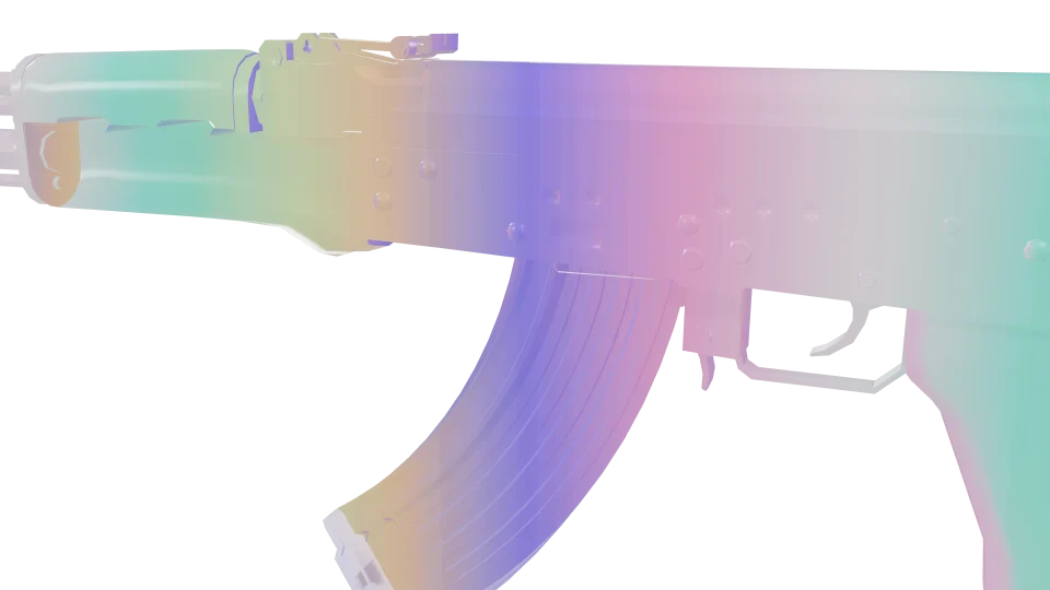 Parallax camo on an AK-47, close-up of the receiver and magazine