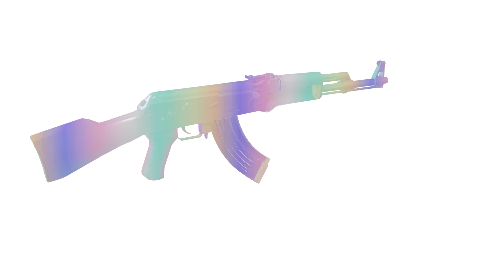 Parallax camo on an AK-47, rear three-quarter view