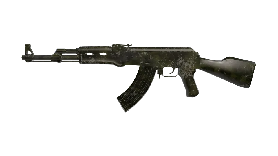 Peat camo on an AK-47, side view